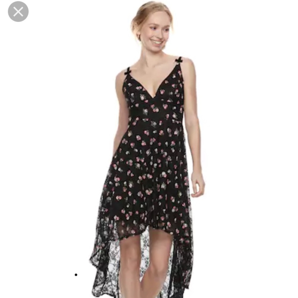 Black High-low Dress with Roses